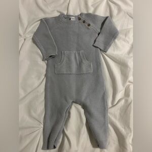 Carter's Light Gray Knit Baby Romper with Wooden Buttons
